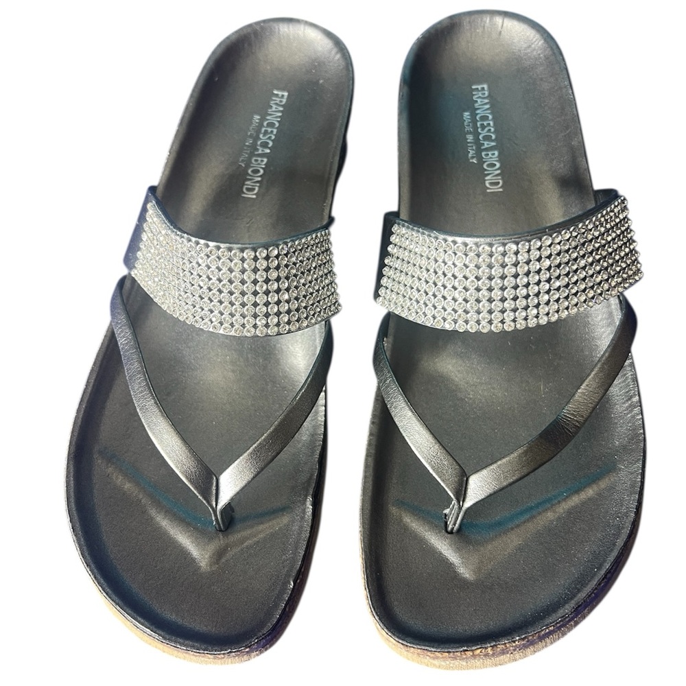 Francesca biondi made in Italy embellished wedge thong sandals 7.5 M